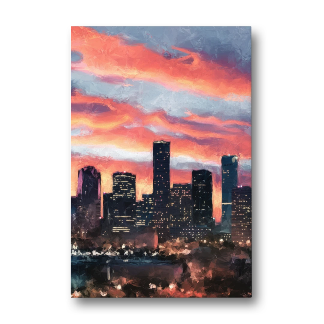 Houston Sunset Skyline - Canvas Wall Art - Front
