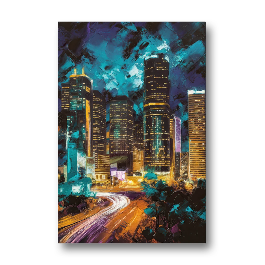 Houston Urban Nights - Canvas Wall Art - Front