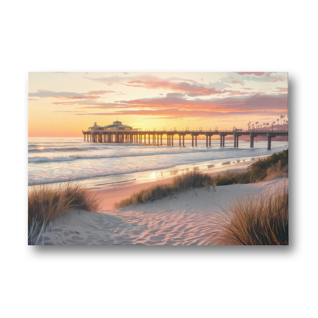 Huntington Beach Coastal Vibes - Canvas Wall Art - Front