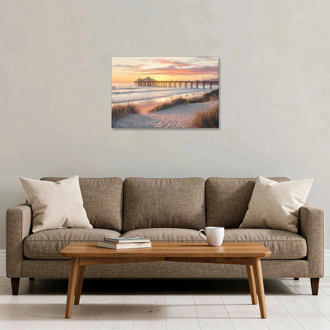Huntington Beach Coastal Vibes - Canvas Wall Art - Sofa - 30x20