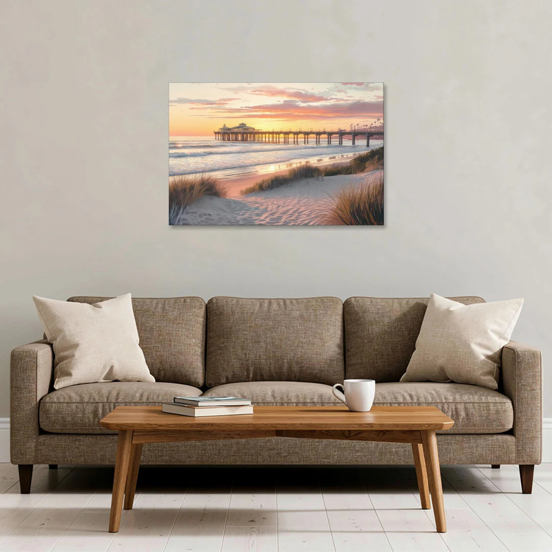Huntington Beach Coastal Vibes - Canvas Wall Art - Sofa - 36x24