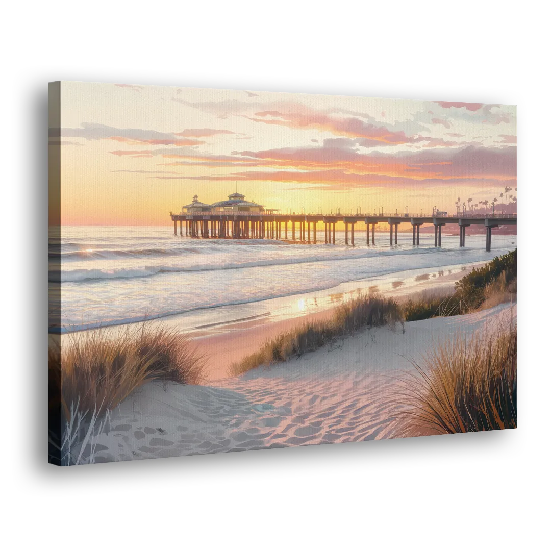 Huntington Beach Coastal Vibes Side - Canvas Wall Art