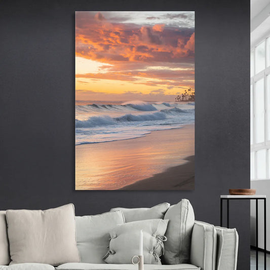 Huntington Beach Golden Hour Living Room - Canvas Wall Art