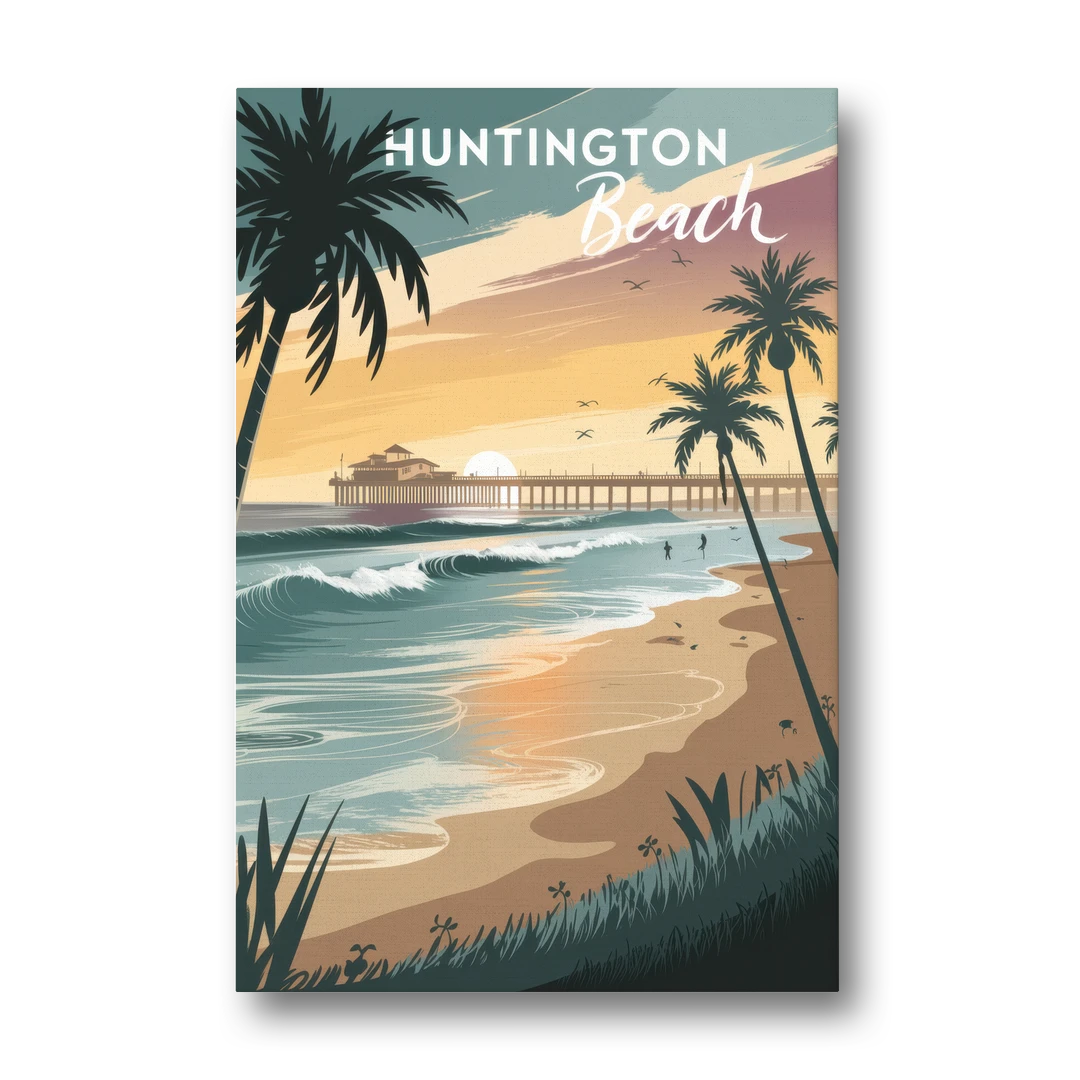 Huntington Beach Pacific Coast - Canvas Wall Art - Front