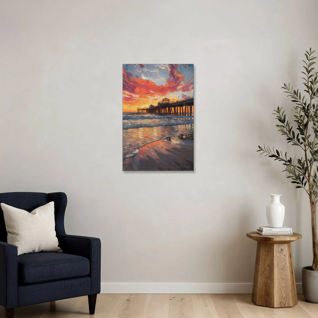Huntington Beach Pier Sunset - Canvas Wall Art - Sofa - 20x30