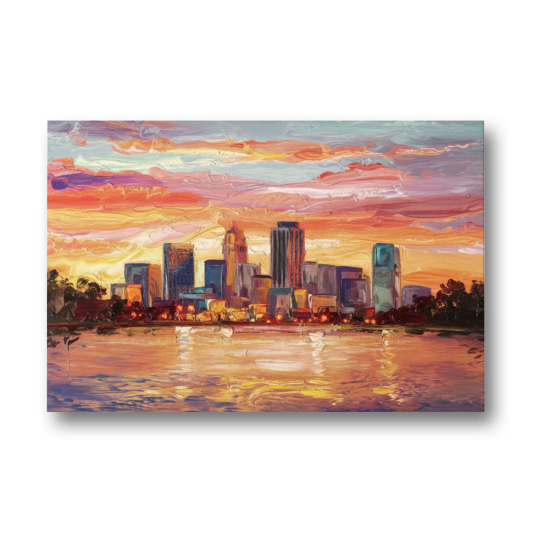 Huntsville Skyline At Sunset - Canvas Wall Art - Front