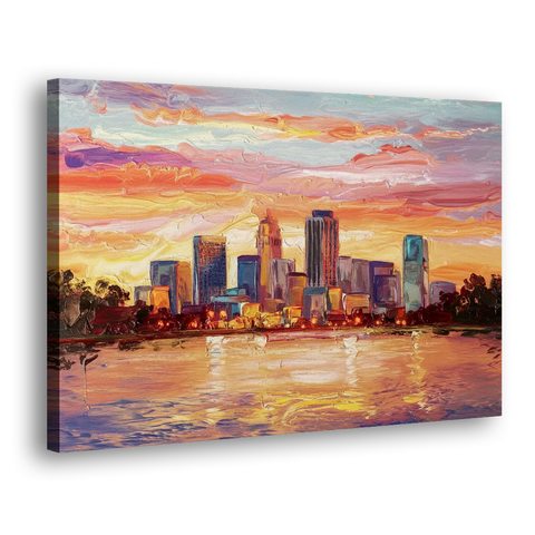 Huntsville Skyline At Sunset - Canvas Wall Art