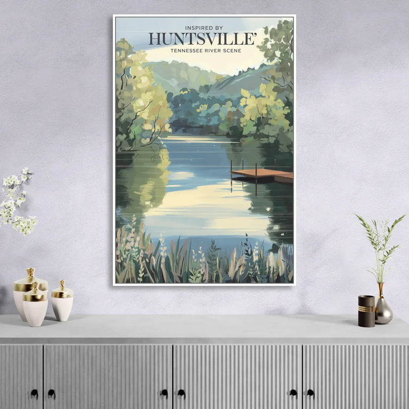 Huntsville Tennessee River Serenity Sitting Room - White Canvas Wall Art