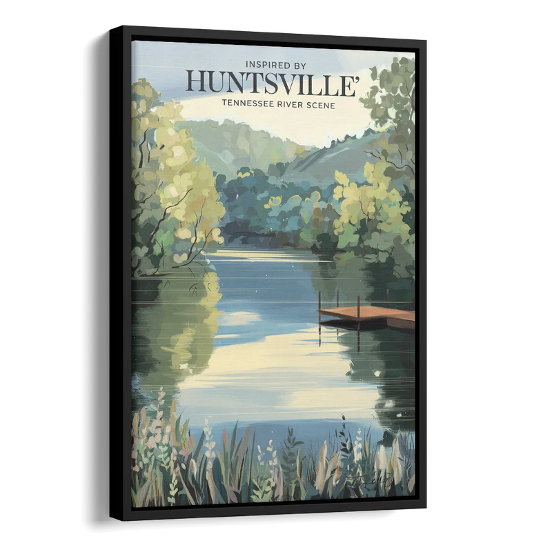 Huntsville Tennessee River Serenity Side - Black Canvas Wall Art