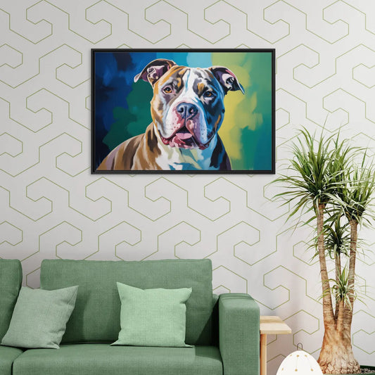 Iconic Pitbull Dog - Living Room Black Frame Canvas
