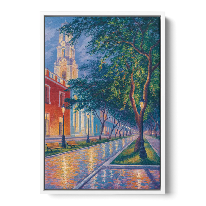 Independencia Park Evening Front - White Canvas Wall Art