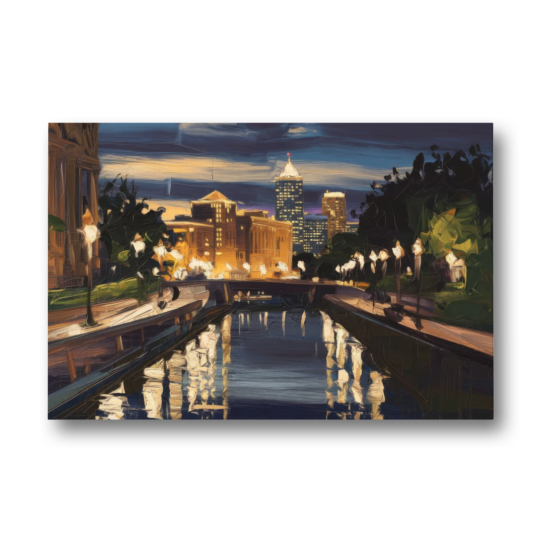 Indianapolis Canal Walk View - Canvas Wall Art - Front