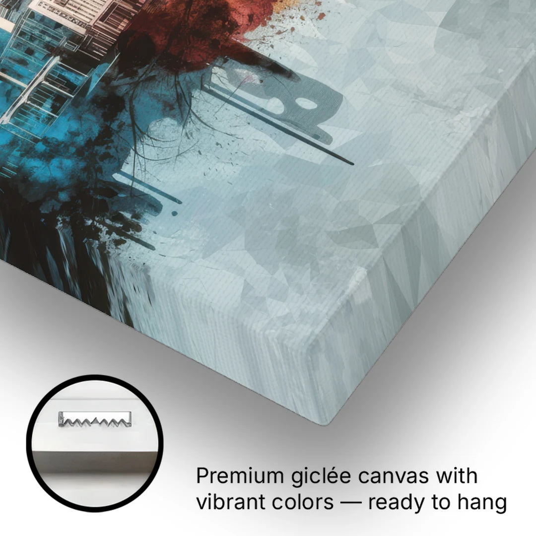 Indianapolis Cityscape in Watercolor - Canvas Wall Art - Gallery Wrap Corner