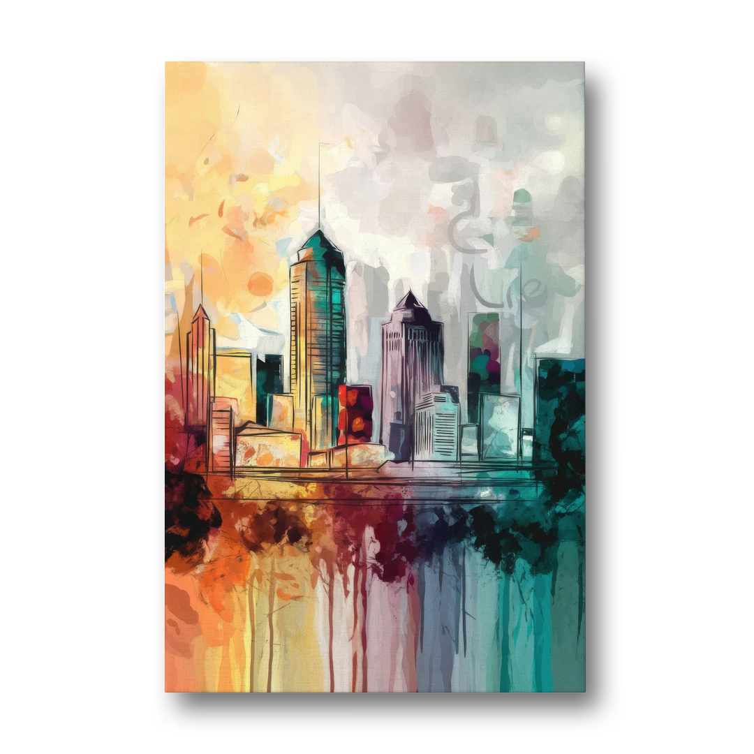 Indianapolis Downtown Skyline - Canvas Wall Art - Front
