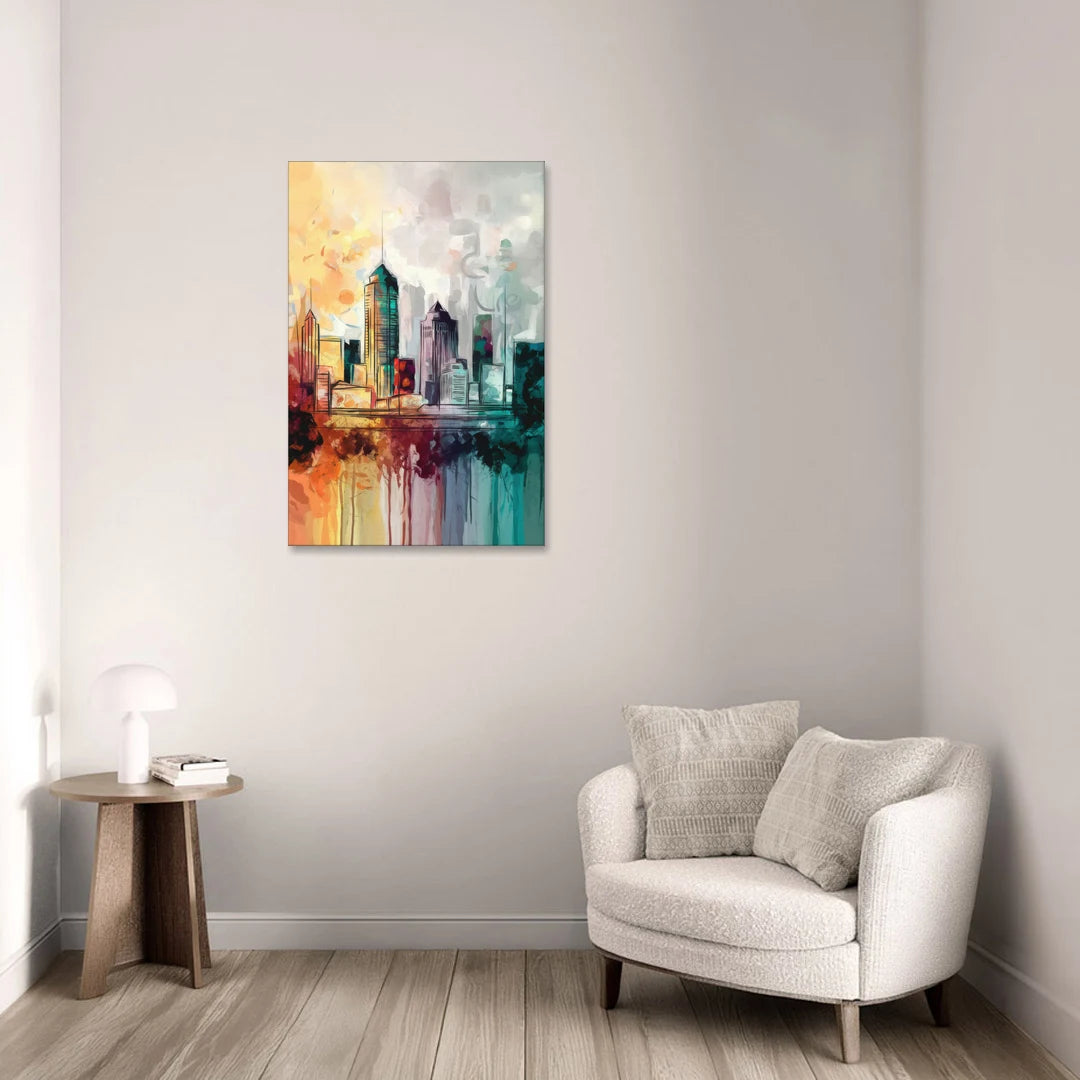 Indianapolis Downtown Skyline - Canvas Wall Art - Sofa - 24x36