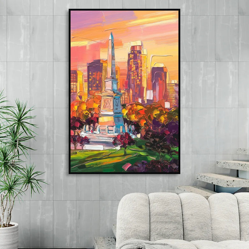 Indianapolis Historic Landmarks Living Room - Black Canvas Wall Art