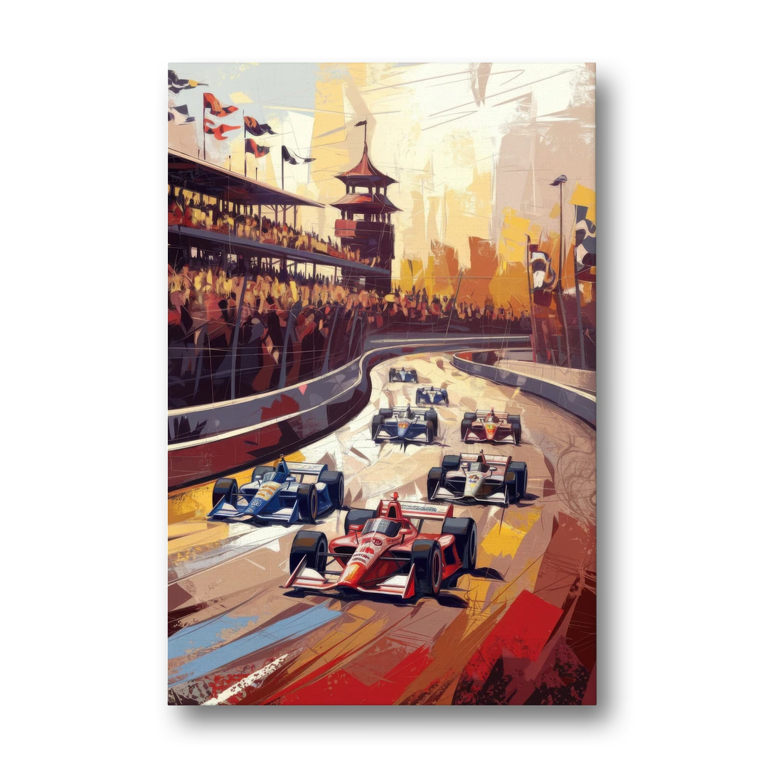 Indianapolis Motor Speedway Racing Scene - Canvas Wall Art - Front