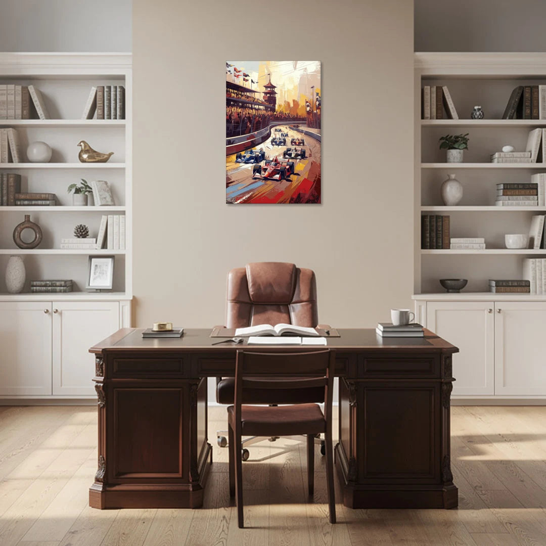 Indianapolis Motor Speedway Racing Scene - Canvas Wall Art - Office - 24x36