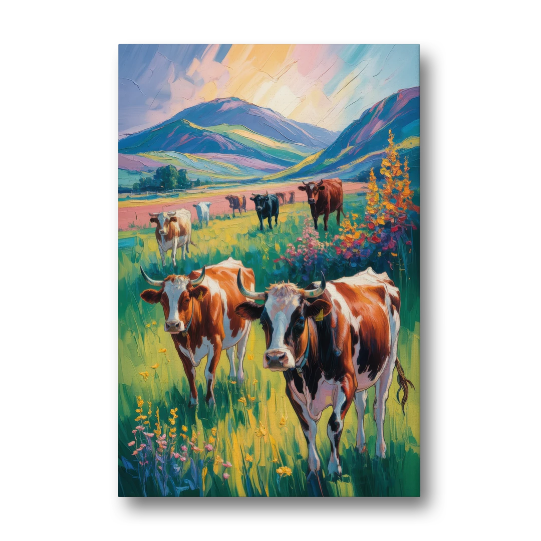 Inspirational Cow and Mountain - Canvas Wall Art - Front