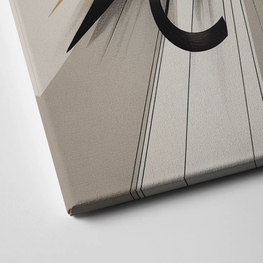 Intertwined Elegance Black White and Gold Abstract Canvas Close Up