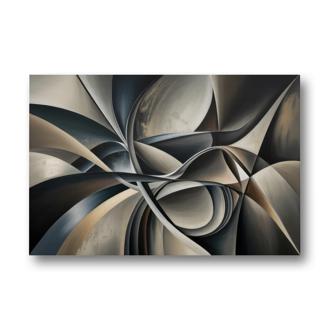 Intertwined Elegance Black and Grey Abstract - Canvas Wall Art - Front