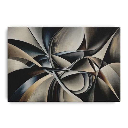 Intertwined Elegance Black and Grey Abstract - Canvas Wall Art