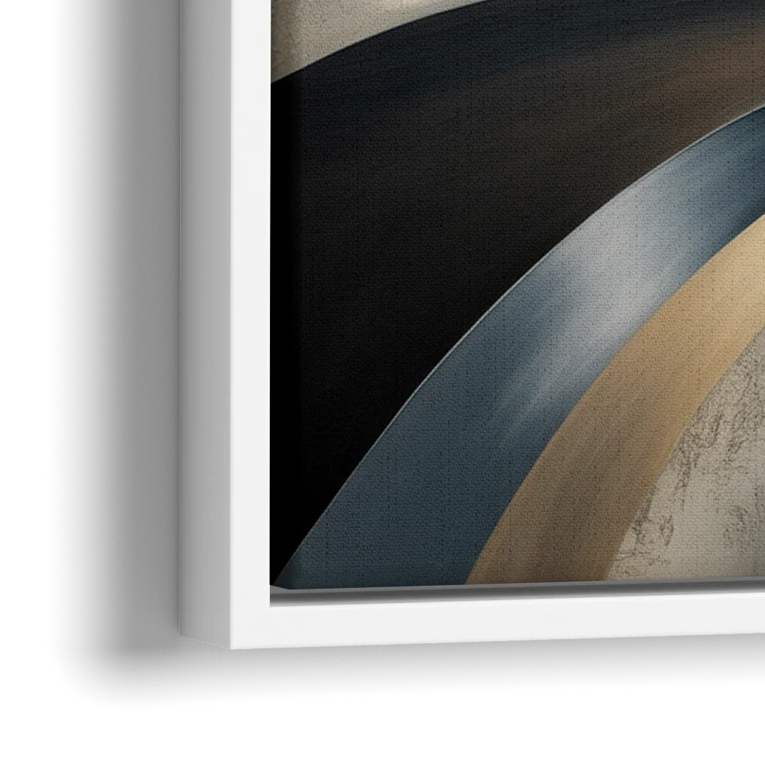 Intertwined Elegance Black and Grey Abstract - Close-Up White Frame Canvas