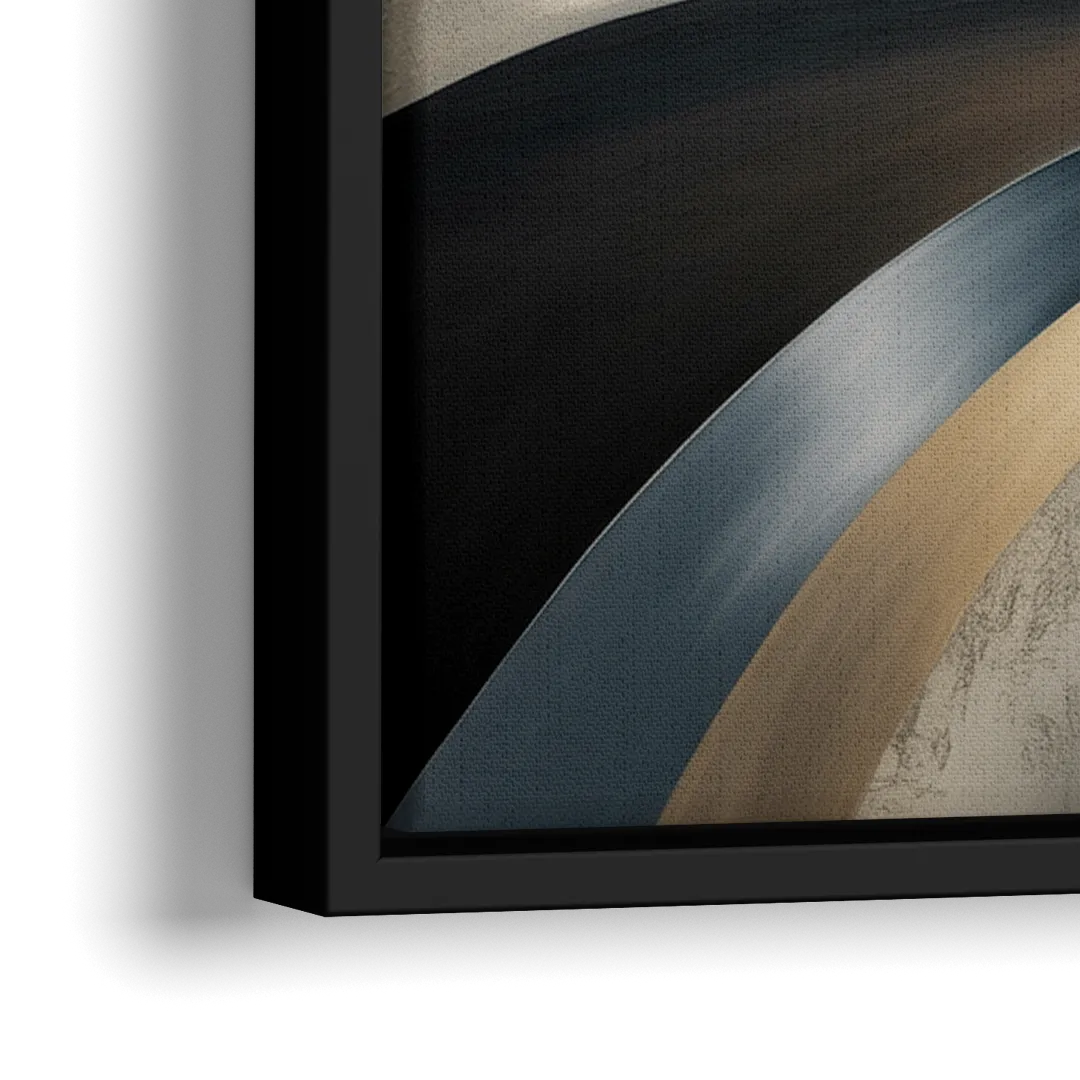 Intertwined Elegance Black and Grey Abstract - Close-Up Black Frame Canvas