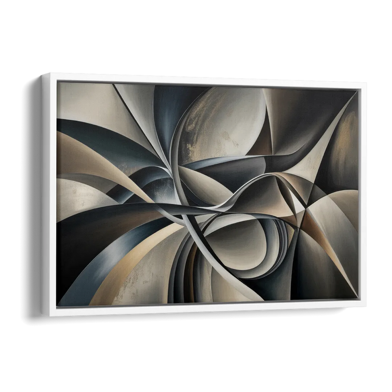 Intertwined Elegance Black and Grey Abstract Side - White Canvas Wall Art