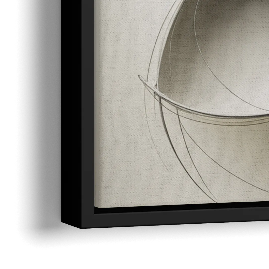 Intertwined Geometric Sophistication Black and White Abstract - Close-Up Black Frame Canvas