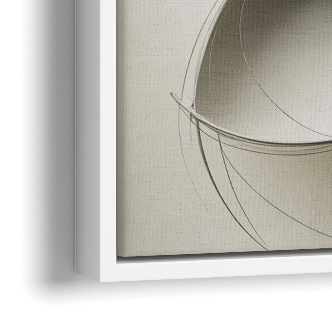 Intertwined Geometric Sophistication Black and White Abstract - Close-Up White Frame Canvas