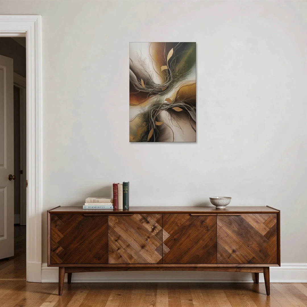 Intertwined Organic Harmony Brown Abstract - Canvas Wall Art - Coffee Table - 24x36