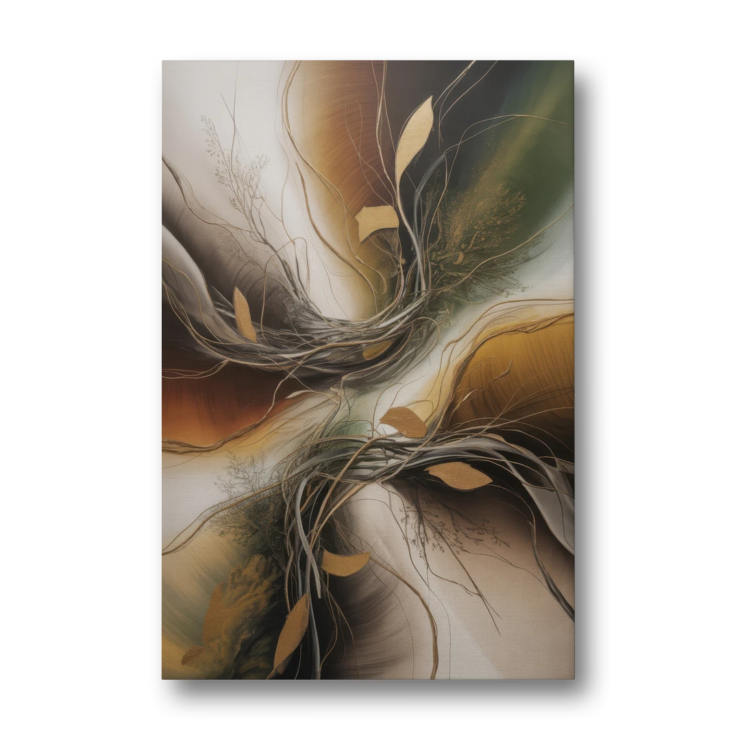 Intertwined Organic Harmony Brown Abstract - Canvas Wall Art - Front