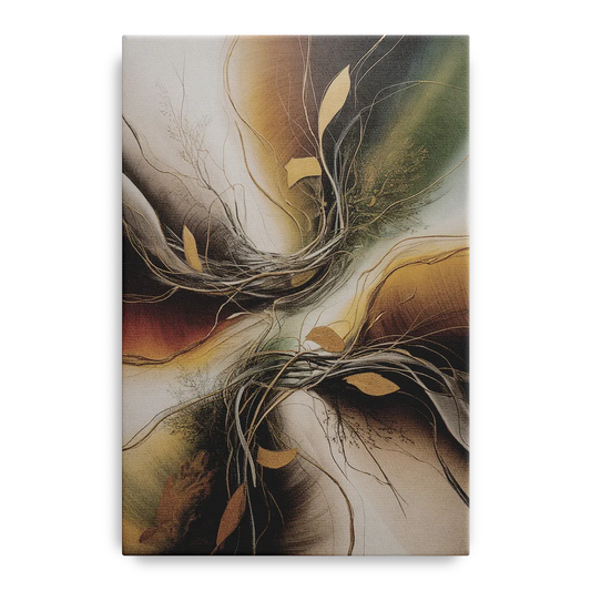 Intertwined Organic Harmony Brown Abstract - Canvas Wall Art