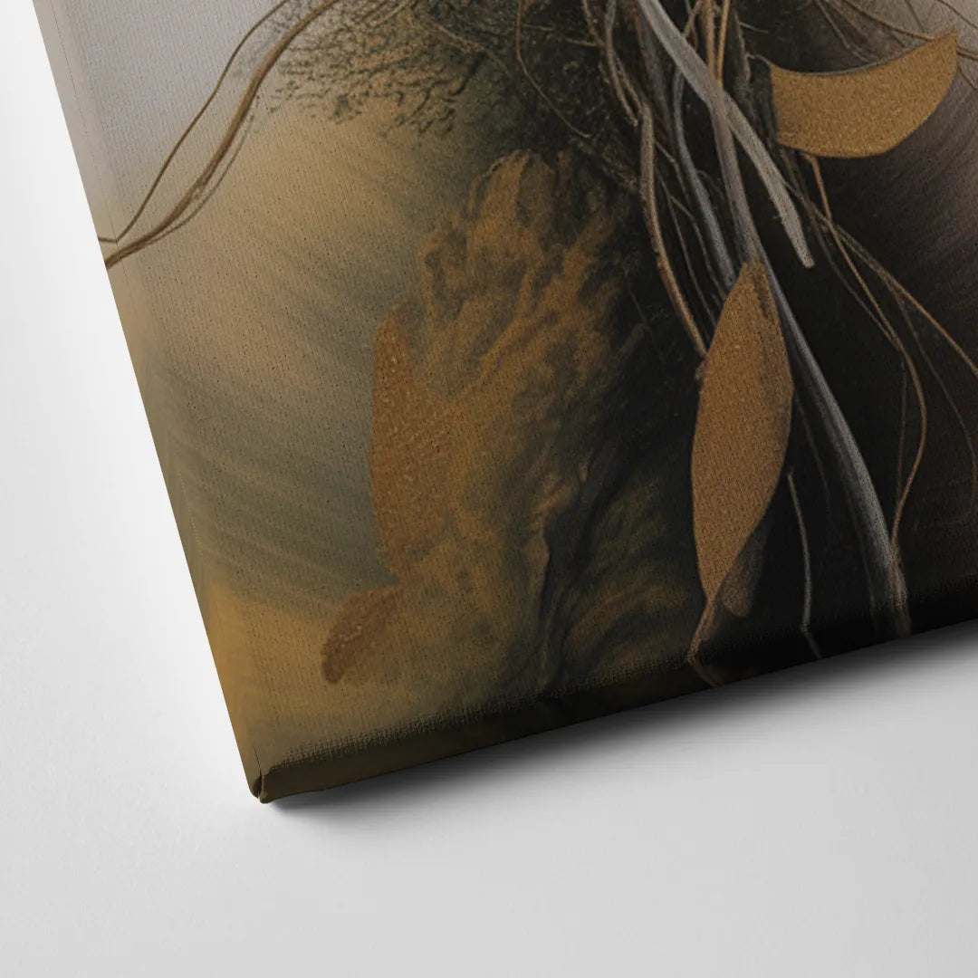 Intertwined Organic Harmony Brown Abstract Canvas Close Up