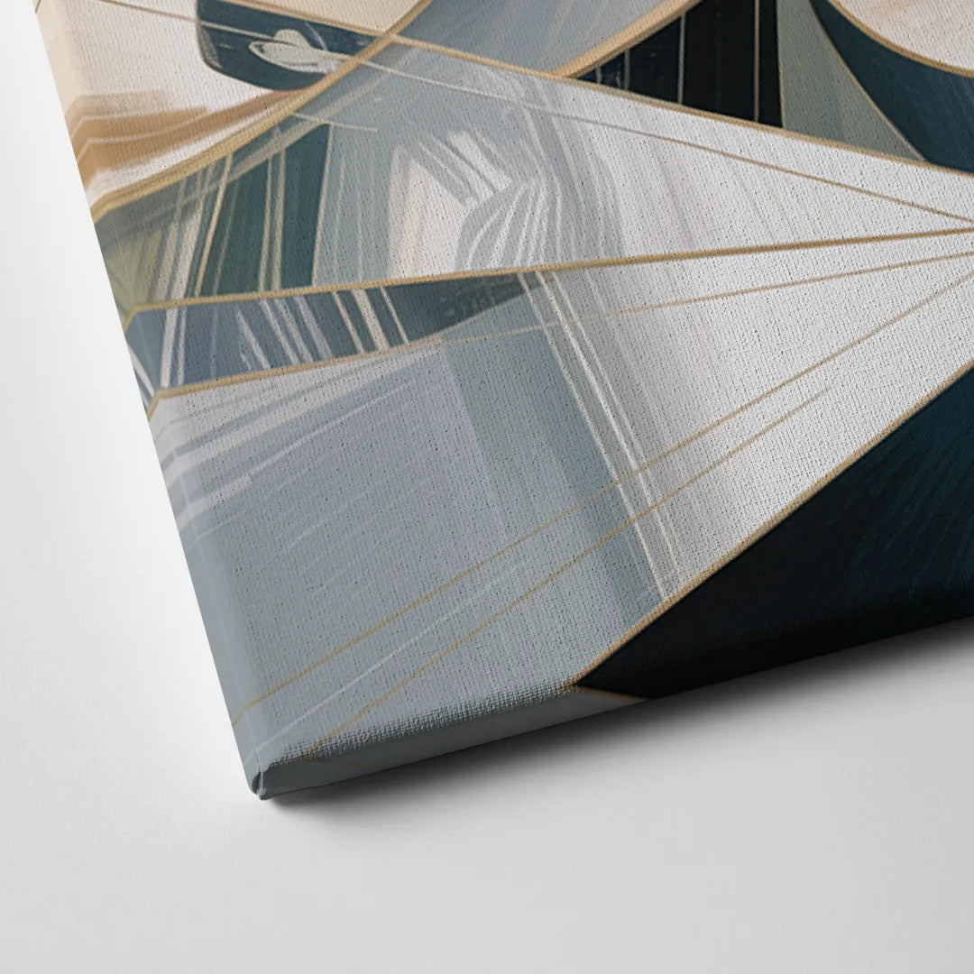 Interwoven Geometric Forms Grey and White Abstract Canvas Close Up