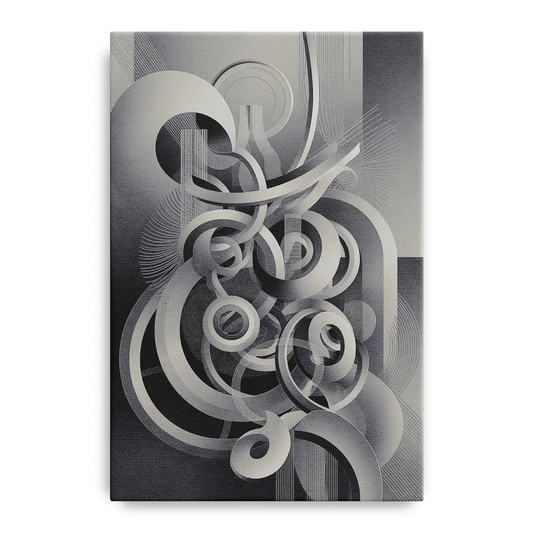 Interwoven Serenity Grey and White Abstract - Canvas Wall Art