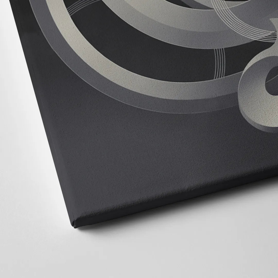 Interwoven Serenity Grey and White Abstract Canvas Close Up