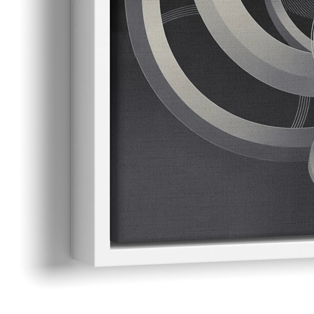 Interwoven Serenity Grey and White Abstract - Close-Up White Frame Canvas