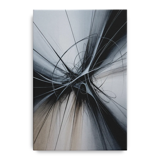 Interwoven Shadows Black and Grey Abstract - Canvas Wall Art