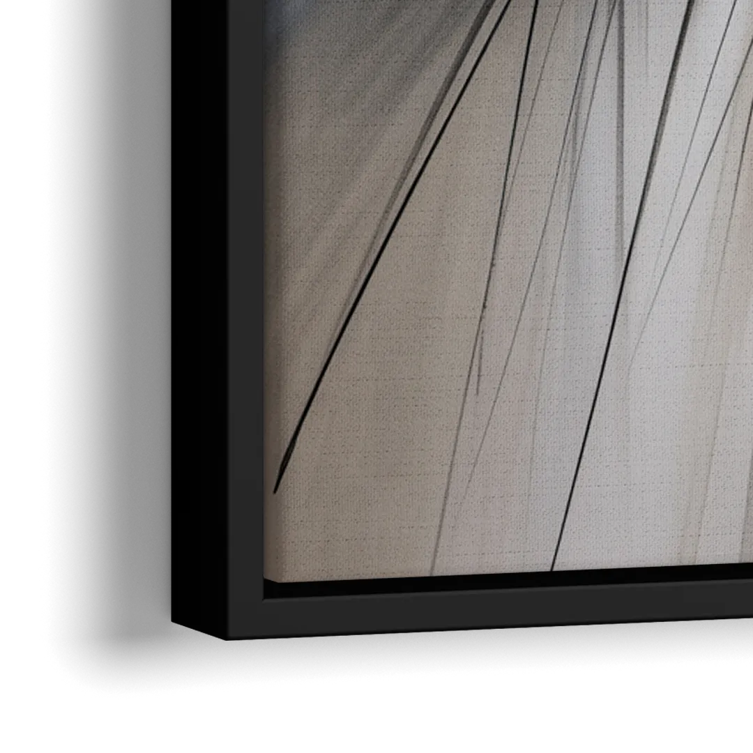 Interwoven Shadows Black and Grey Abstract - Close-Up Black Frame Canvas
