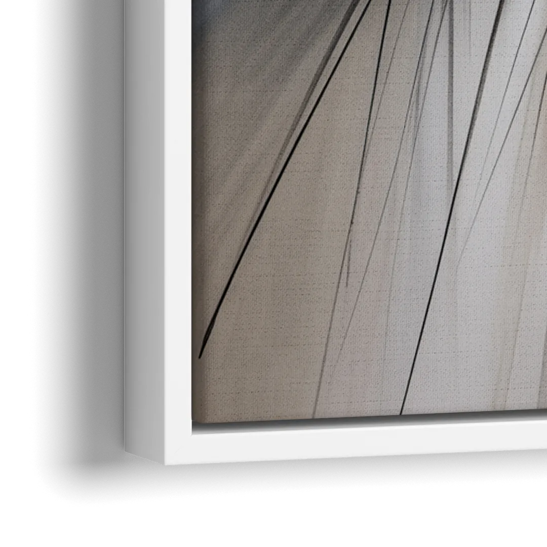Interwoven Shadows Black and Grey Abstract - Close-Up White Frame Canvas