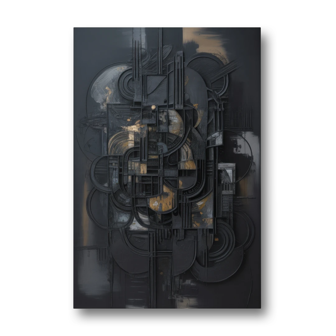 Intricate Harmony Black Abstract - Canvas Wall Art - Front