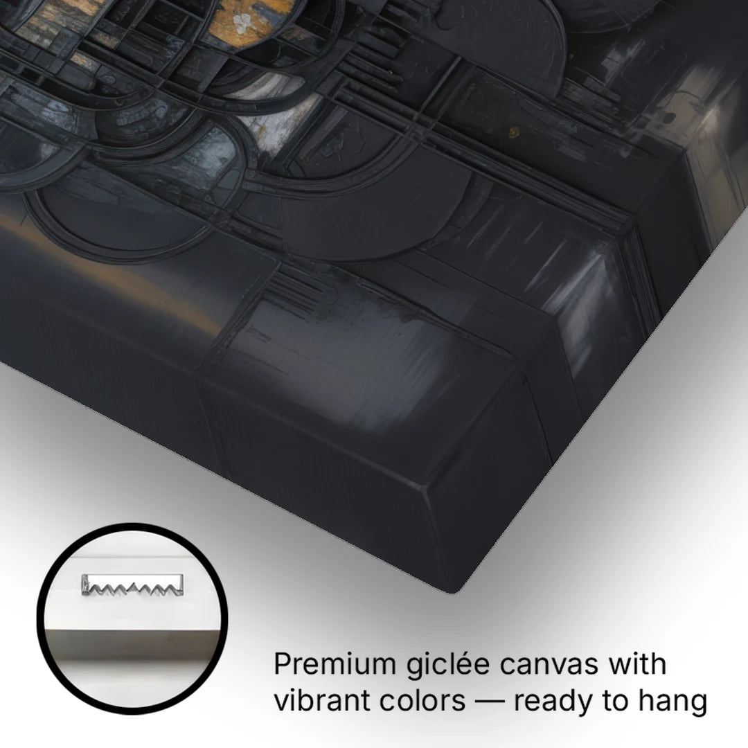 Intricate Harmony Black Abstract - Canvas Wall Art - Gallery Wrap Corner