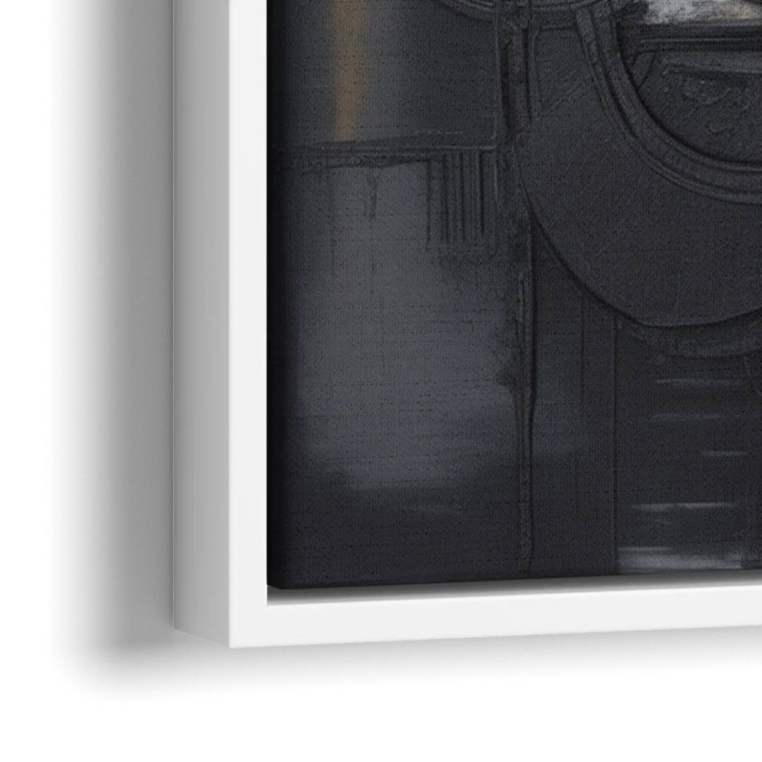 Intricate Harmony Black Abstract - Close-Up White Frame Canvas