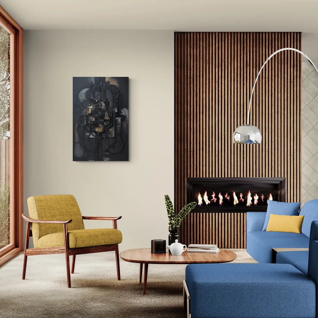 Intricate Harmony Black Abstract - Canvas Wall Art Living Room