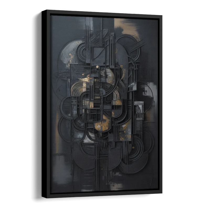 Intricate Harmony Black Abstract Side - Black Canvas Wall Art