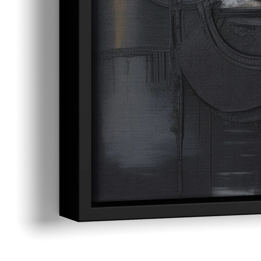 Intricate Harmony Black Abstract - Close-Up Black Frame Canvas