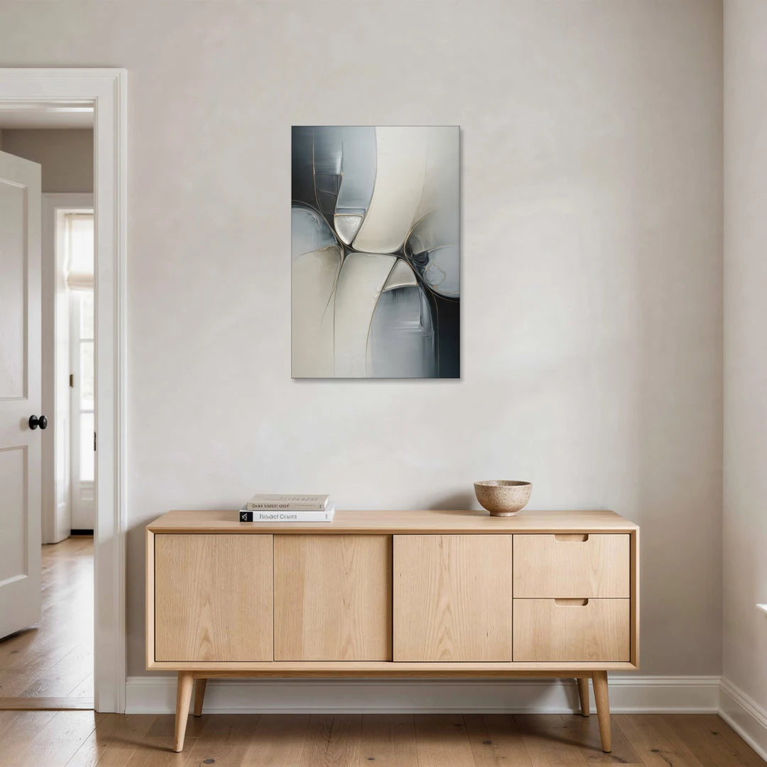 Intricate Harmony Grey and White Abstract - Canvas Wall Art - Coffee Table - 24x36
