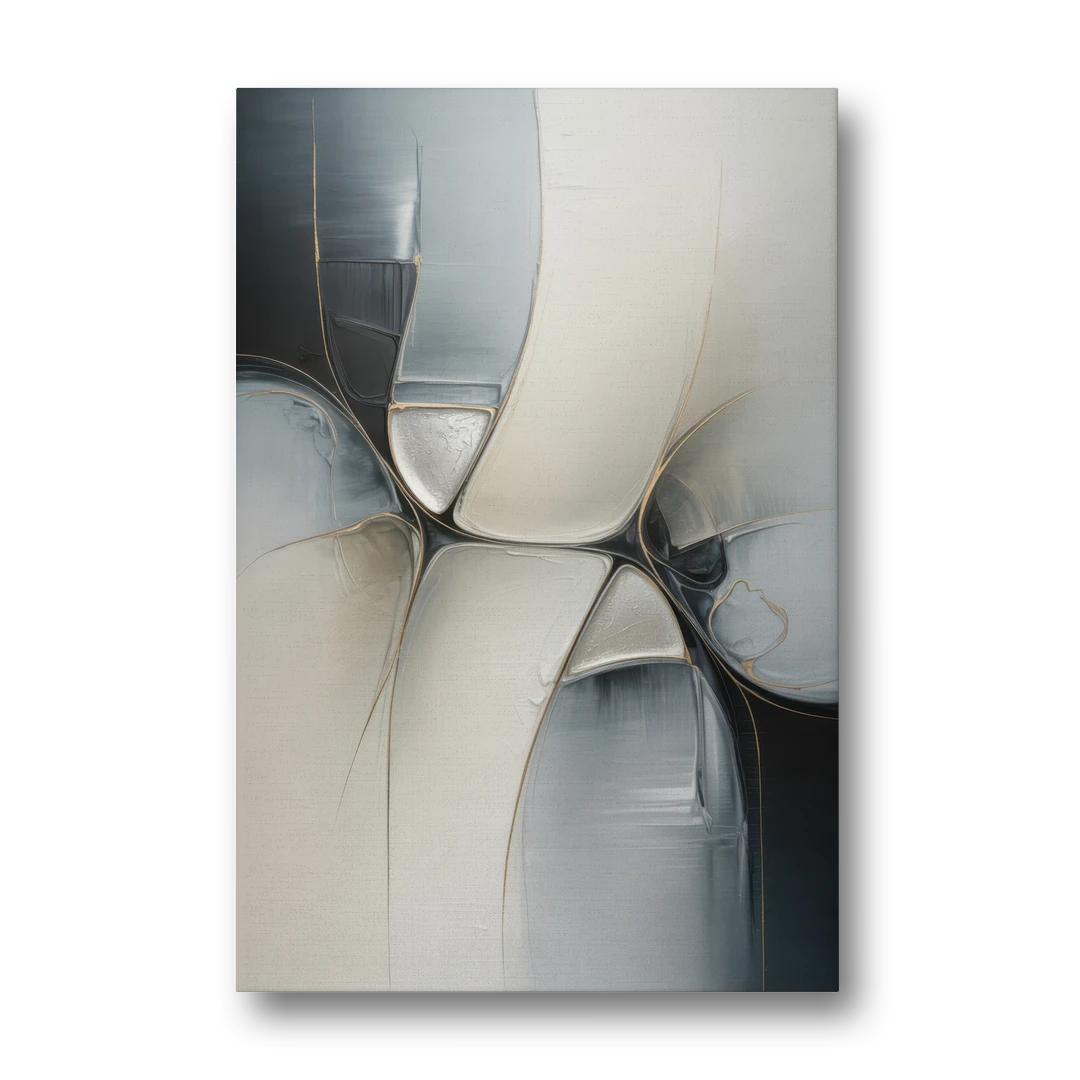 Intricate Harmony Grey and White Abstract - Canvas Wall Art - Front